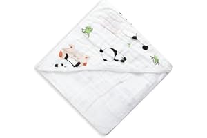 Hivia Mussole Neonato 6 Strati di Morbido e Confortevole Copertina Neonato Cotone 90 x 90CM Coperta Avvolgente Neonato per Culla,Passeggino/Panda di Bambù Verde