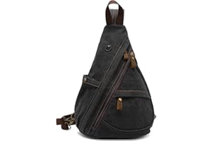 VARLIVOO Sling Bag Sacs à Bandoulière pour Hommes Sac de Poitrine Crossbody Bag Voyager Randonnée Alpinisme Camping Cyclisme L'école Toile Sling Sac à Dos Noir