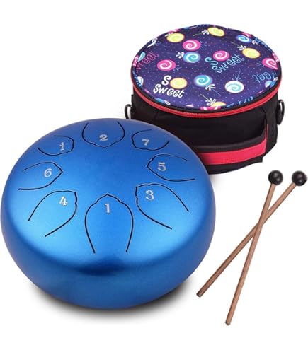 Vilac Tongue Drum-Metal Percussion Instrument with Zen Sound, Tuned in Do Majeur with an Octave, ideal for introducing children to music. Includes sheet music and explanatory sheet, 8379