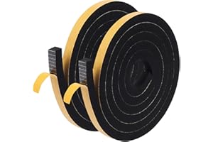 SHINTOP Weather Stripping Tape, 12mm(W) x 12mm(T) Seal Foam Tape Adhesive Draught Excluder Sealer for Door Gap Seal and Kitchen Window Insulation(2Pcs Total 4M Long)