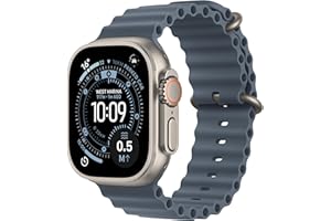 Apple Watch Ultra 3 GPS + Cellular 49 mm, najwyższej klasy zegarek do biegania i innych sportów z wytrzymałą kopertą z tytanu kolor naturalny + Ocean Band kolor Marynarski granat - One Size