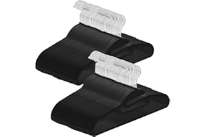 ABHENG Grucce in Plastica 100 Pezzi, Apertura a forma di U, Salvaspazio, Robusti e resistenti, Antiscivolo, con gomma e barra orizzontale, Gancio girevole 360°, 41.5 x 0.5 x 22.5 cm, Nero, APY04100B