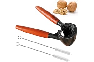 DqiUnaX Nussknacker Walnüsse, Haselnuss Knacker mit 2 Reinigungsbürsten, 16.5 x 5.2 x 5.8 cm, Rutschfester Metallgriff, Ideal für Walnüsse, Haselnüsse, Kinder und Party