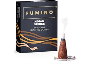 Fumino Coni di Incenso Fresco Fragranza Spezie Indiane, 20 per Scatola, Masala, Agarbatti, Joss Fragranze per Relax, Meditazione e Per la Casa e L'arredamento