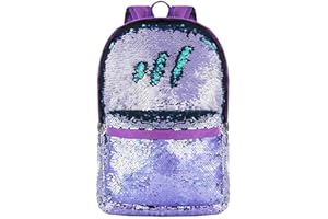 WANDER EU Reversible Sequins School Backpack Bag for Girls Boys Fashion Lightweight Travel Backpacks