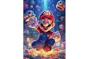 AIRDEA DIY Diamond Painting Super Mario Set Adultos Niños Diamantes Pintura Cuadros 5D Dibujos Animados Diamantes Arte Mario Diamante Pintura Set Cruz Bordado Fantasía Kit de Pintura para Decoración