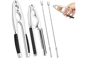 DELAESI Nutcracker 4 Set Nut Crackers Multifunctional Nut Cracker Heavy Duty Nut Crackers with Fork and Non-Slip Handle Nutcrackers for Walnut Hazelnut Almonds Pecan Seafood