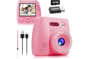 Nvgfelis Appareil Photo Enfant, 2.0 Pouces Enfant Appareil Photo Numérique, Caméra Vidéo Selfie avec Carte TF 32G,Camera Enfant de 3 à 10 Ans Cadeaux de Noël Anniversaire