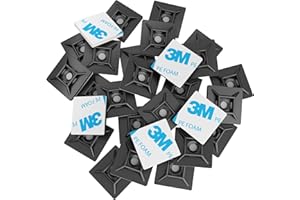 ‎INTERVISIO intervisio Klebesockel für Kabelbinder 28 mm x 28mm Montagesockel kabelbinderhalter Set Schraubsockel Selbstklebend Kabelschelle Klebepads Kabelhalter, schwarz, 100 Stück