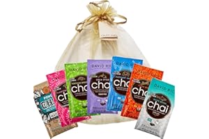 ‎GUSTONE. Probierpaket David Rio Chai Latte - 7 Sorten im Portionsbeutel 168g (Orca, Flamingo, Elephant, White Shark, Tortoise, Tiger, Power Matcha) Geschenkset