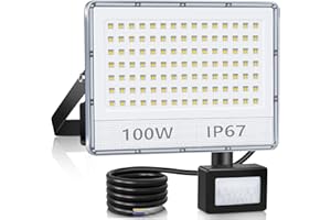 ANNIFUNLY Foco LED con Sensor de Movimiento 100W, Focos LED Exterior Blanco Frío 7000K,IP67 Impermeable 10000LM Proyector Led Exterior Iluminación de Seguridad,luz Exterior para Jardín, Patio,Garaje,Terraza