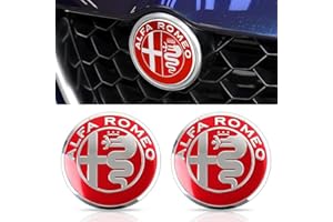 DADYM 6 Psc Emblem Schwarz für Alfa Romeo Giulia Stelvio Giulietta 2017-2020,74mm Emblem Logo Aufkleber für Lenkrad Zubehör/Motorhaube Vorne und Hinten und Kofferraum Logo Key Remote Control Emblem