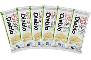 :DIABLO Diablo No Added Sugar White Chocolate – No Added Sugar Chocolate Bar Sweetened with Stevia, Gluten Free, Ideal for Any Occasion, Birthdays, Valentines, or Gift Hampers, 75g (Pack of 6)