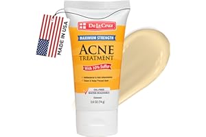 De La Cruz 10% Sulfur Ointment Acne Treatment - Medication to Clear Cystic Acne Pimples and Blackheads on Face and Body - Made in USA - 2.6 oz Tube