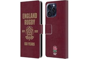 Head Case Designs Officially Licensed England Rugby Union Red 150th Anniversary Leather Book Wallet Case Cover Compatible With Apple iPhone 16 Pro Max