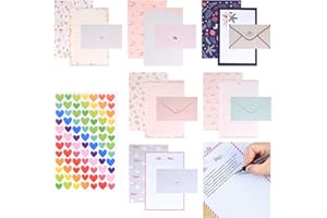 TOMOYUKI Set di da Lettere e Buste, Lettere di Cancelleria a Righe, 36 Pezzi Carta da Cancelleria A5 e 18 Buste in Carta per Lettere per Ufficio, Casa, Scuola (6 Set)