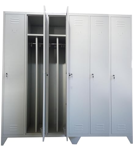 Armadietto Spogliatoio XLOCKERS 4 Posti | Metallico Con Divisorio Sporco/Pulito - Made In Italy 61.5x50x180cm - Foto 8