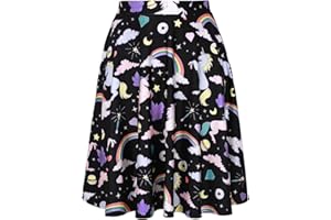 HDE Röcke für Damen – Midirock, Skaterrock, knielang, hohe Taille, lustige Drucke