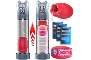 ORSLUM Alargador Pene Masturbador Masculino, Penis Pump 4-en-1 Pro Extender Rosa Entrenamiento, Succionador Pene Hombre Juguetes Sexuales Hombre 5 Succión + 7 Vibración Bomba de Vacio Erector Alargador 25 cm