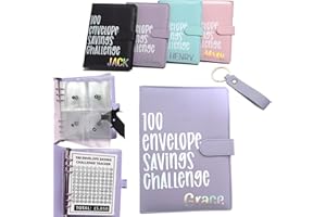 DOINFUN 100 Envelope Challenge Binder Saving Challenge DIY Wallet Budget Cash Binder 100 Day Money Saving Challenge- Light Purple