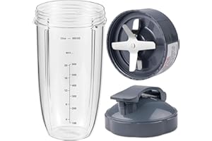 KALULY Ersatzteile Zubehör für Nutribullet Mixer, Extraktor Klinge und 950ml Becher mit Flip-Top Becherdeckel Kompatibel mit NutriBullet 600 W/Pro 900 W Elektrischer Mixer, Nutribullet Mixer Zubehör Ersatz
