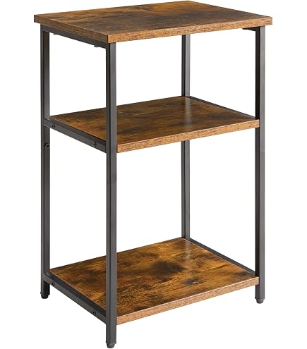 Comodino Moderno In Legno 40x40x61 Cm Con 3 Ripiani: Multifunzione, Salvaspazio, Per Camera, Soggiorno O Ufficio