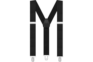 soodyoow Bretelle Uomo, Bretelle Nere di Tipo a Y, Bretelles Regolabili con 3 Clips, Bretelles Uomo Eleganti per Camicie, Abiti, Feste, Affari, Festa a Tema, Carnevale