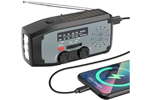 Emergency Radio, DOLUCKY Radio a Pile Survie, Dynamo AM/FM de Direction du Vent et de la météo, avec Batterie de 2000 mAh, d'urgence Solaire, avec Lampe de Poche LED, Alarme SOS, Peut Charger Les