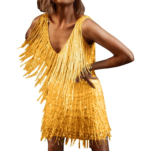 Damen Tanzkleid Latein - Glitzer Mesh Mit Fransen Rock