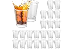DAJAVE 24 bicchierini da liquore da 5 cl/50 ml, base spessa, accessori per feste, piccoli bicchierini da liquore, supporto per bicchieri, fondo sottile, vetro trasparente per feste, club, bar