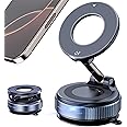 Jkoailiwi Upgraded 360° Vacuum Magnetic Suction Car Phone Holder for Magsafe, Hands-Free Suction Cup Phone Mount for Windshield/Gym/Smooth Surface, Vacuum Magnet Phone Stand for All Smartphone