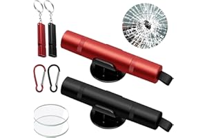 Yuaerbuo 2 Pcs Brise Vitre Coupe Ceinture, Brise Glace Voiture Coupe Ceinture, 2 en 1 Marteau de Sécurité de Voiture avec 2 Supports, Accessoires Auto pour Secours d'urgence, Rouge et Noir