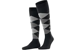 Burlington uomo Edinburgh calzini lunghi traspiranti termoregolanti antiodore sostenibile lana vergine cucitura piatta punta senza pressione Argyle quotidianità lavoro ONE-SIZE-FITS-ALL regalo 1 paio