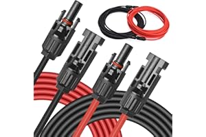 Elecoutek Solar Cable 6mm² 16.4FT Solar Panel Extension Cable with Solar Connectors IP67 Waterproof, 10AWG Solar Wire for Solar Panels, Photovoltaic, Solar Power Systems (5M Red + 5M Black)