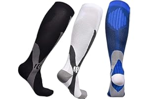 Miavogo 3 Paar Kompressionsstrümpfe für Damen und Herren, Stützstrümpfe mit Elastisch, Compression Socks Herren, Geeignet für Sport, Reisen, Fitness