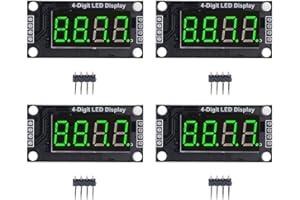 LIEBEWH 4 Ensembles Module D'affichage de Tube Numérique 4 Chiffres 7 Segments 0.36in Tube Numérique TM1637 Module D'affichage à LED de Puce D'entraînement (Vert MRA110E)