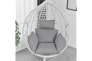 FETCOI Einzelschwingkissen Hängesessel Hängendes Hängekorb Korbkissen Sofakissen - Gestell Hängestuhl Kissen Lounge Hängekorb Schaukel Sessel Kissen (Grau)