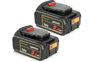 2X Waitley DCB184 18V 5,0Ah pour Dewalt 18V Batterie DCB180 DCB181 DCB182 DCB184 DCB201 DCB200 Compatible avec Les Outils dewalt 18V s'adapte au Chargeur Original dewalt