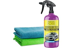 Mullock's Dry Wash Showroom Finish Waterless Car Wash and Wax Spray Car Cleaner, Advanced Formula Carnauba Nano Wax Technology (With Microfibre Cloths)