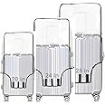 JD FRESH Combo of 3 Trolley Bag Cover/Suitcase Bag Cover/Waterproof Dustproof Luggage Cover/Zippered Clear PVC Suitcase Covers Protectors (28 inch, 24 inch, 20inch)