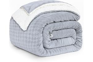 PANXHOME Przytulny koc, 160 x 200 cm, przytulny koc, puszysty koc wełniany z reniferem, płatki śniegu, 470 g/m², ciepły koc Sherpa, koc do mieszkania, koc na sofę