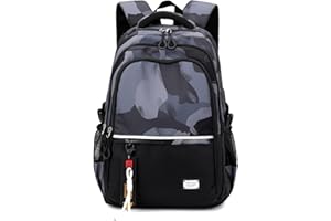 Amythe School Backpack for Boys, Black Back to School Book Bag for Secondary School, Lightweight Casual Backpacks for Kids, Personalised Nylon Travel Rucksack for Men