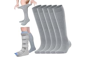 TJHDSF Nahtlose Erfassungsstiefel Socken für Walking Boots,Orthopädische Ersatzstrümpfe,Atmungsaktive Medizinische Schlauchsocken für Fracture Boot Casts,Damen & Herren (Grau 5, 5 Paar)