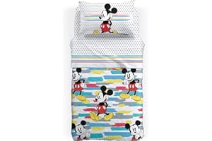 Caleffi 16086, Cotone Disney Mickey Camp Copriletto Primaverile per Singolo Letto, Taglia Unica