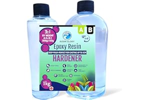 Resin Glory Deep Pour Epoxy Resin Kit – 1kg Clear Casting Resin for Crafts & Art – Food Safe, Bubble-Free, Heat Resistant – 3:1 Ratio Epoxy Resin for Moulds, Wood, Jewellery & Resin Art (1kg set)