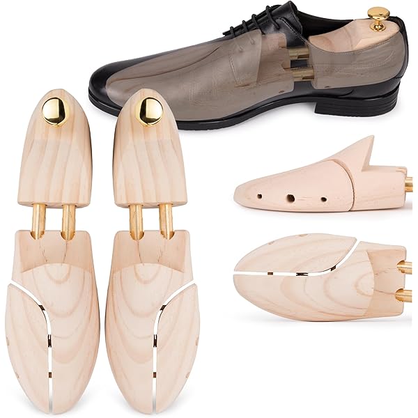 Starvortex Schoenspanner van hout, schoenspanner, voor dames en heren, schoenspanner, veer van roestvrij staal, schoenvorm voor droge schoenen, vochtabsorberend (maat 42-46), Kleur: natuurlijk hout