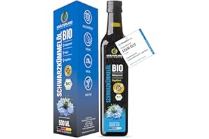 ‎KRÄUTERLAND N A T U R - Ö L M Ü H L E Kräuterland Schwarzkümmelöl Bio 500ml, kaltgepresst & ungefiltert, hoher Thymochinon‑Anteil, ägyptische Samen, mühlenfrisch, 1. Pressung, 100 % Nigella sativa, naturrein, lichtgeschützten Glas
