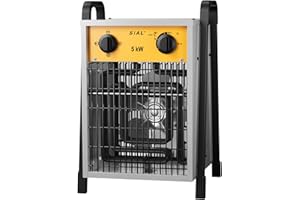 SIAL Chauffage Soufflant 5000 W - Industriel - Radiateur électrique - Pour Chantier, Atelier Ou Garage Avec Contrôle Thermostatique Entièrement Réglable et Deux Modes de Chauffage
