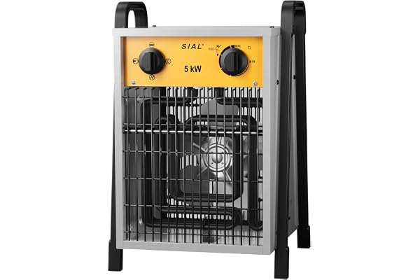 SIAL Chauffage Soufflant 5000W, 400V - Industriel - Radiateur électrique - Pour Chantier, Atelier Ou Garage Avec Contrôle Thermostatique Entièrement Réglable et Deux Modes de Chauffage