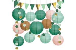 ‎YBWANLI YBwanli lampions grün,papierlaterne,Elfen-Kombinationsornament passt:Hochzeit deko,gartenparty Dekoration,Geburtstagsparty,16 Stück Wiederverwendbar,der perfekte Begleiter für die Partydekoration